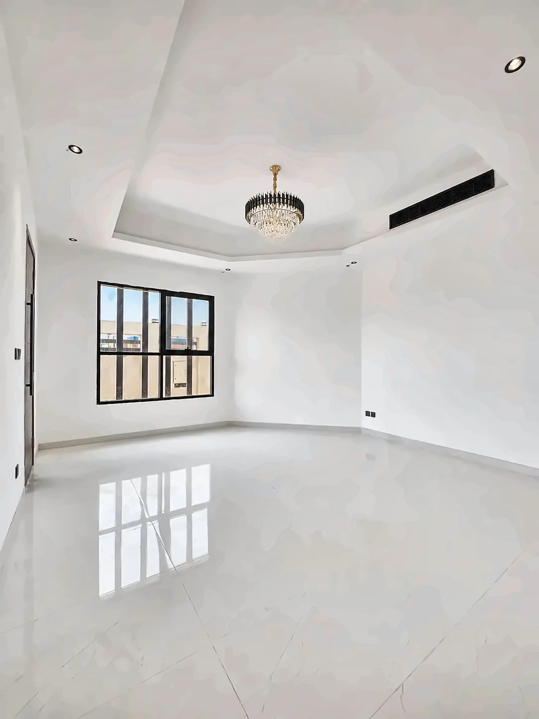 Living hall — as built, unfurnished